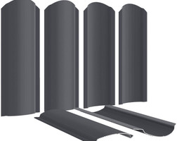 Евроштакетник Фигурный 110 мм, (толщина 0,45 мм), полиэстер двухсторонний Matte под стальной бархат, RAL 7024 Серый графит, цм