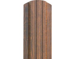 Металлический штакетник трапециевидный 120 мм (толщина 0,5 мм), SteelArt (РФ) Темное дерево, односторонний, обратная сторона серая, нф