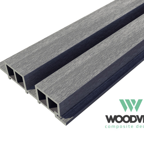 Фасадная реечная панель LINES из ДПК 3000х169х40 мм, WOODVEX CO-EXTRUSION, Light Gray